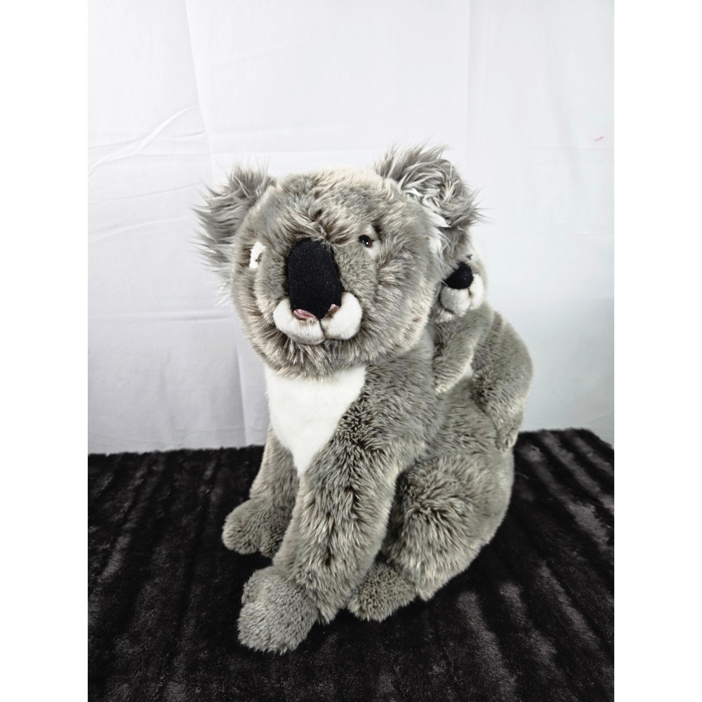 Magnussen Home Koala and Joey Plush Stuffed Animal Grey White Mother Baby